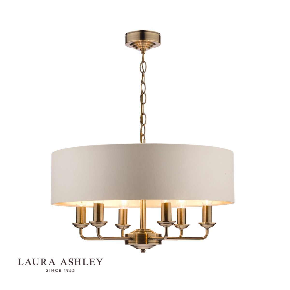 Laura Ashley Sorrento Antique Brass 6 Light Armed Fitting Ceiling Light