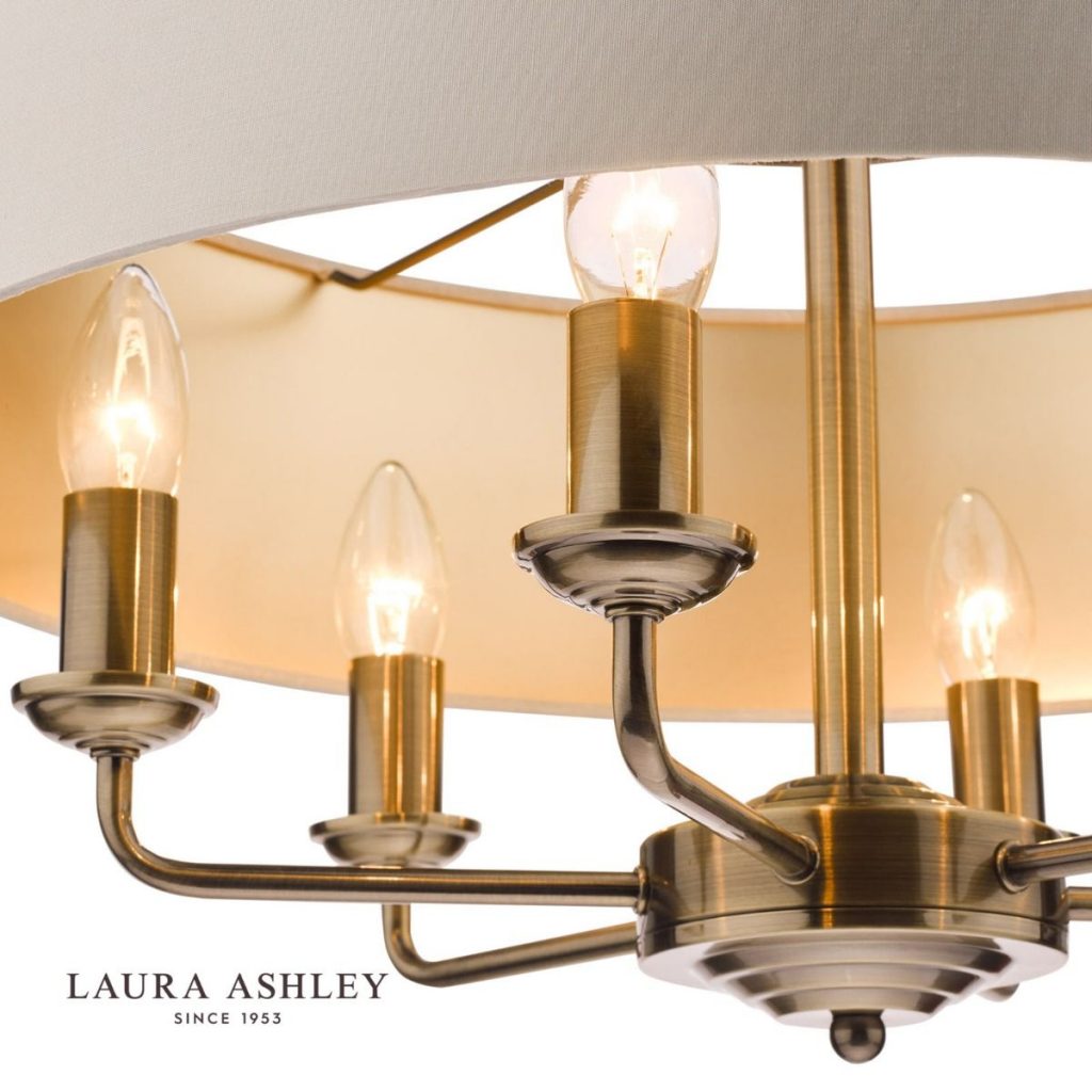 Laura Ashley Sorrento Antique Brass 6 Light Armed Fitting Ceiling Light with Ivory Shade Laura Ashley Sorrento Antique Brass 6 Light Armed Fitting Ceiling Light with Ivory Shade